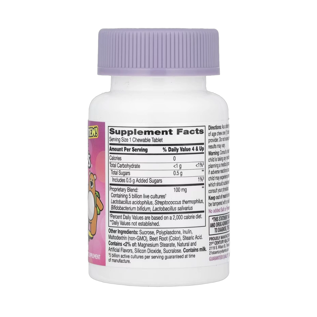 21st Century, Zoo Friends, Children's Chewable Probiotic, Age 4+, Fruit Punch, 30 Chewable Tablets