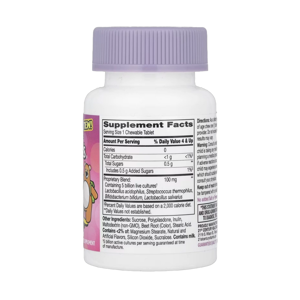 21st Century, Zoo Friends, Children's Chewable Probiotic, Age 4+, Fruit Punch, 30 Chewable Tablets