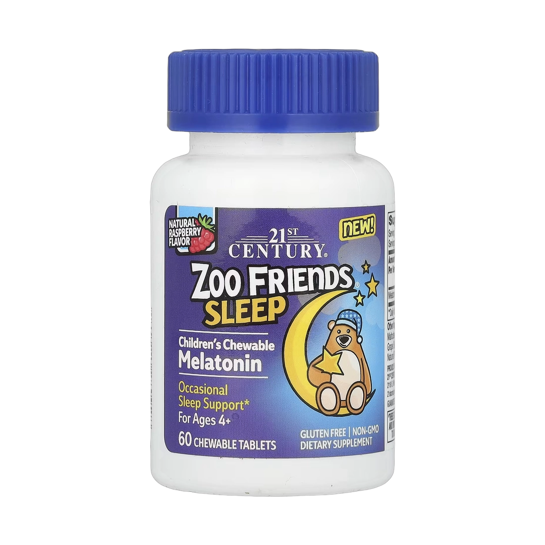 21st Century, Zoo Friends Sleep, Children's Chewable Melatonin, Ages 4+, Raspberry, 60 Chewable Tablets
