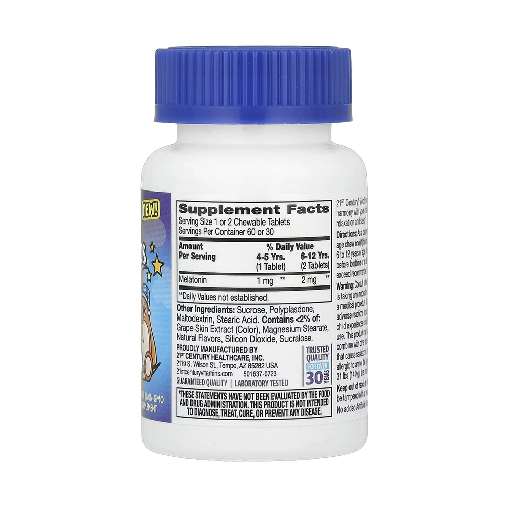 21st Century, Zoo Friends Sleep, Children's Chewable Melatonin, Ages 4+, Raspberry, 60 Chewable Tablets