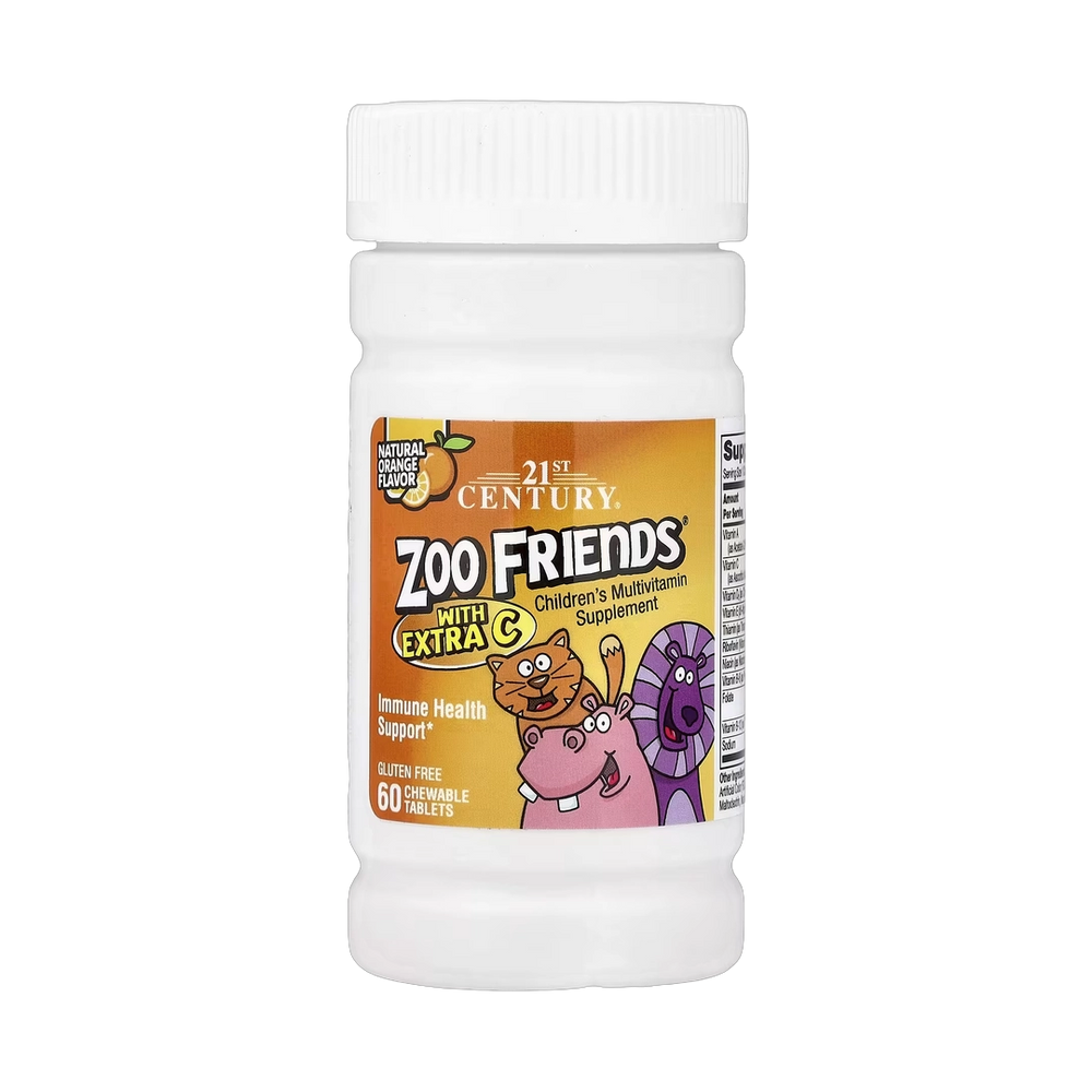 21st Century, Zoo Friends with Extra C, Natural Orange, 60 Chewable Tablets