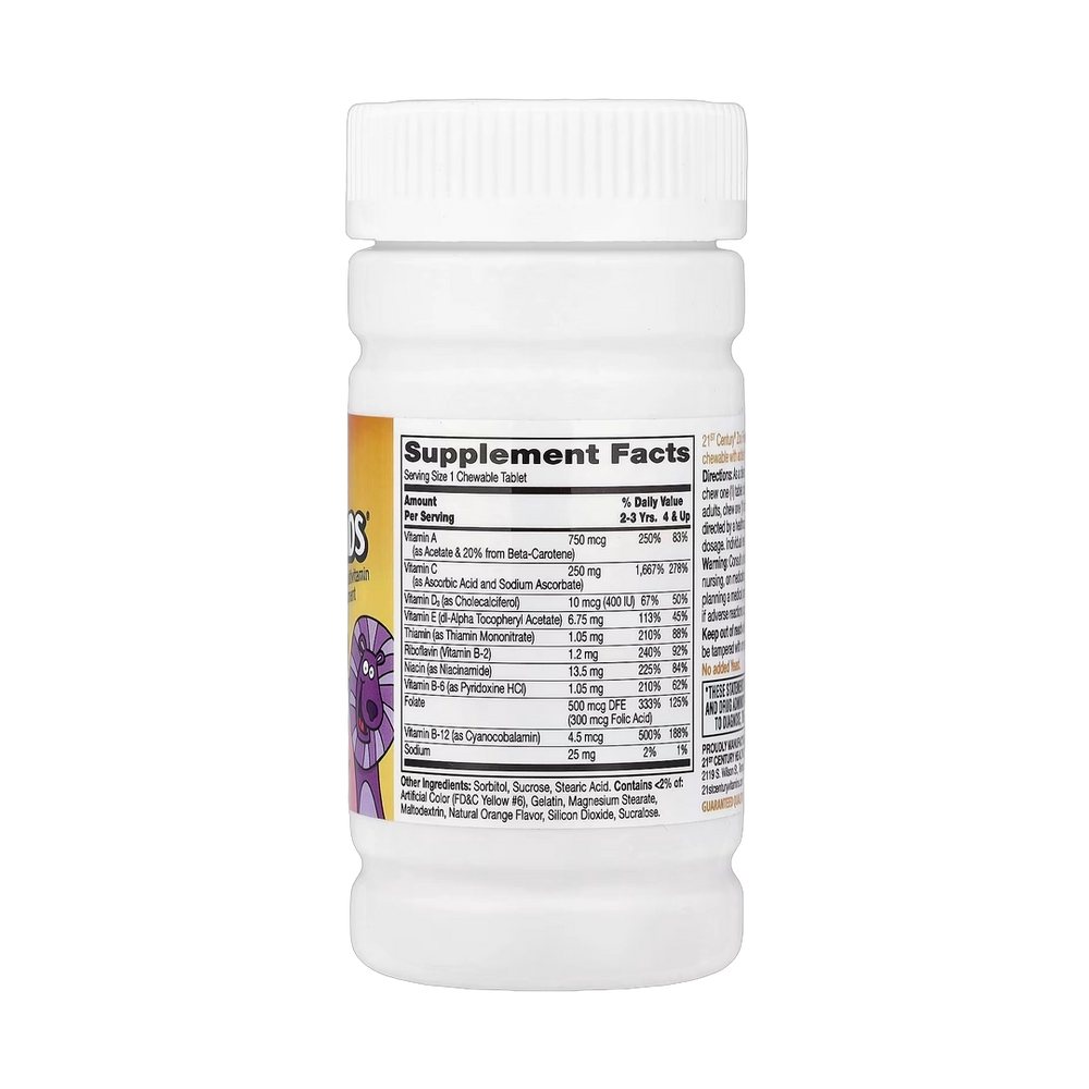 21st Century, Zoo Friends with Extra C, Natural Orange, 60 Chewable Tablets