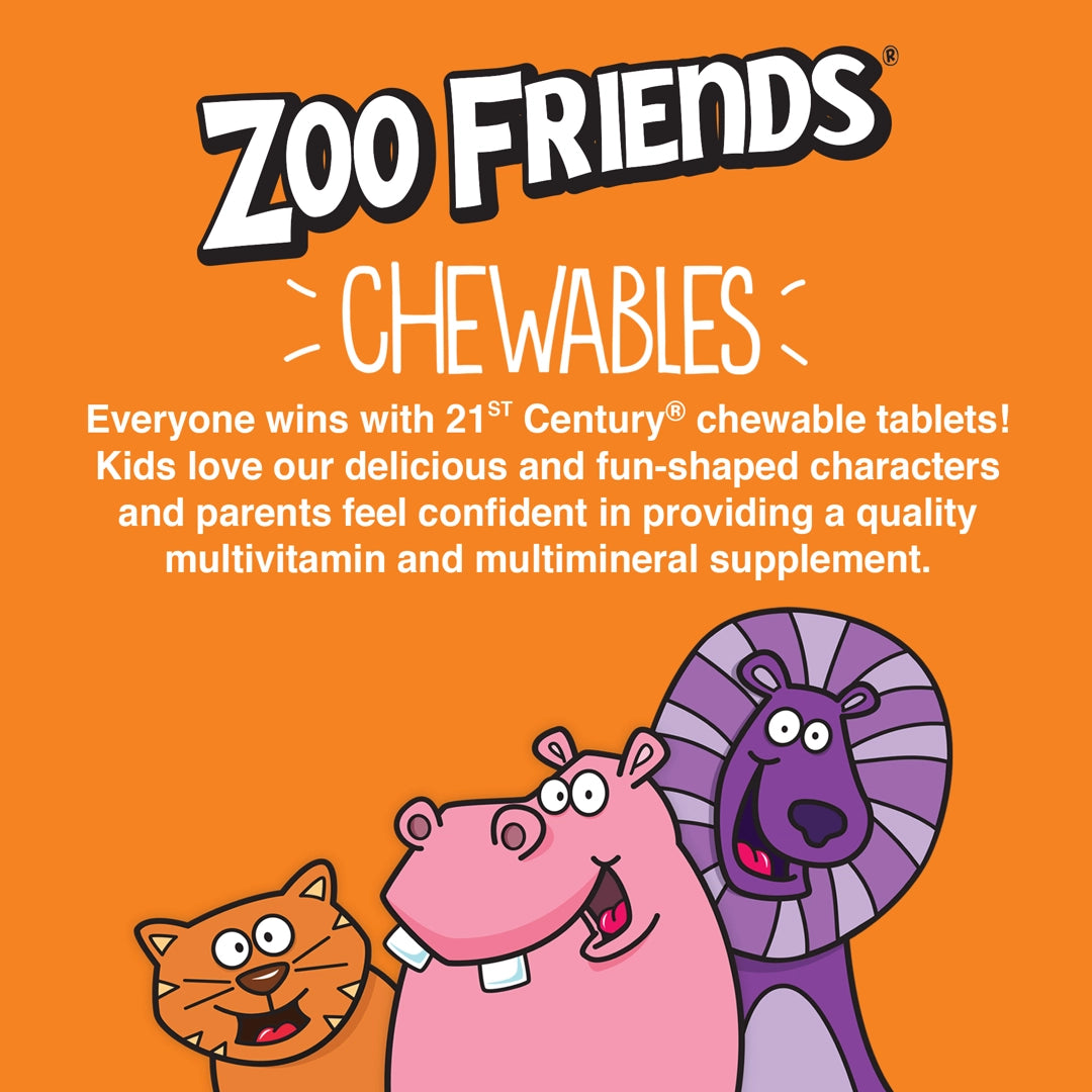 21st Century, Zoo Friends with Extra C, Natural Orange, 60 Chewable Tablets