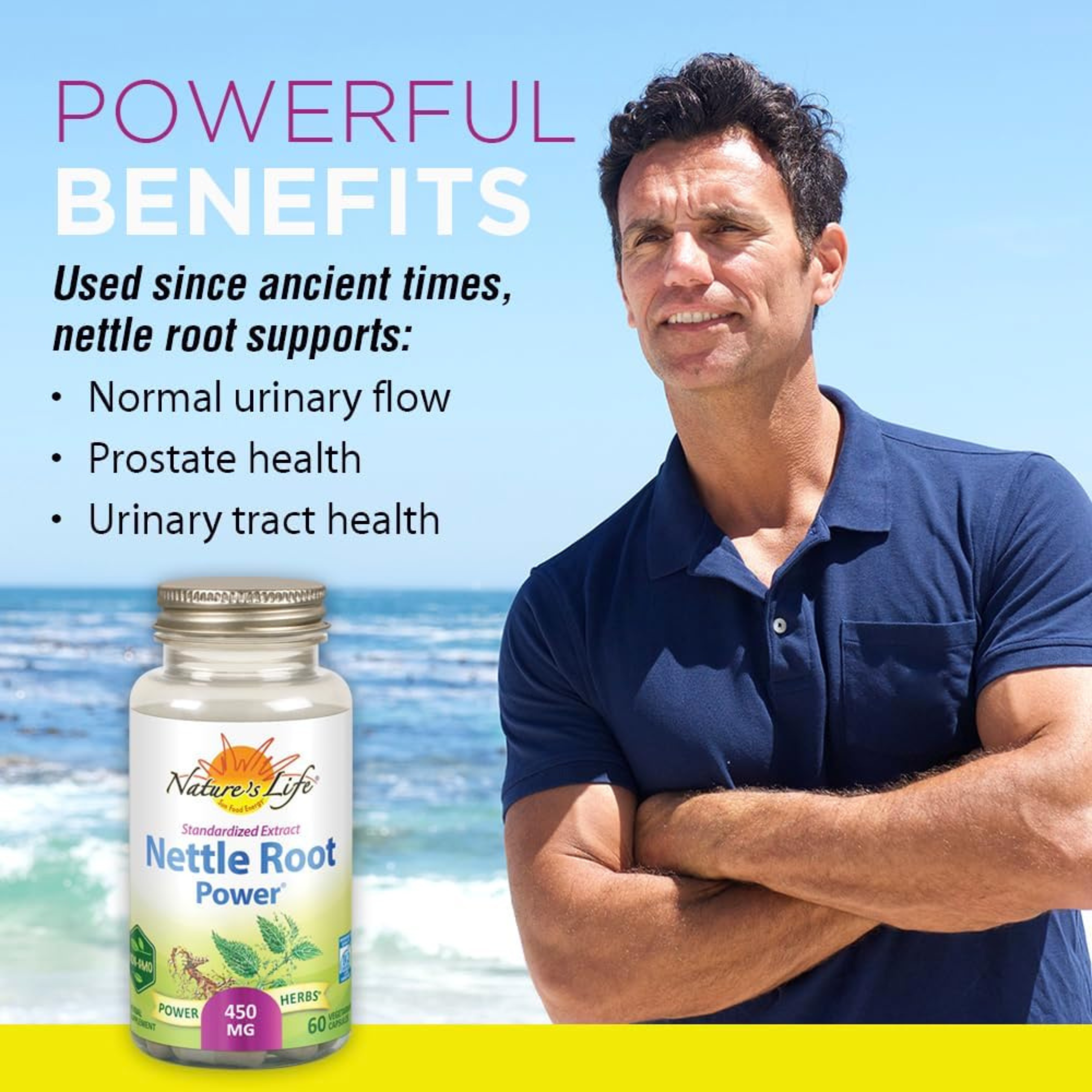 Nature's Life Nettle Root Power 450mg Herbal Supplement 60 Veg Capsule