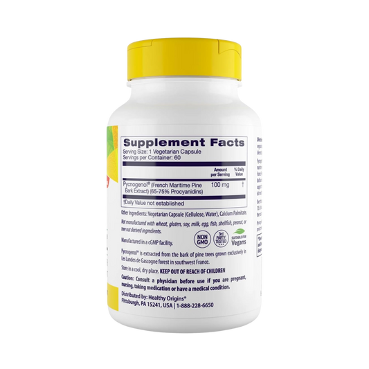 Healthy Origins, Pycnogenol, 100 Mg, 60 Veggie Capsules