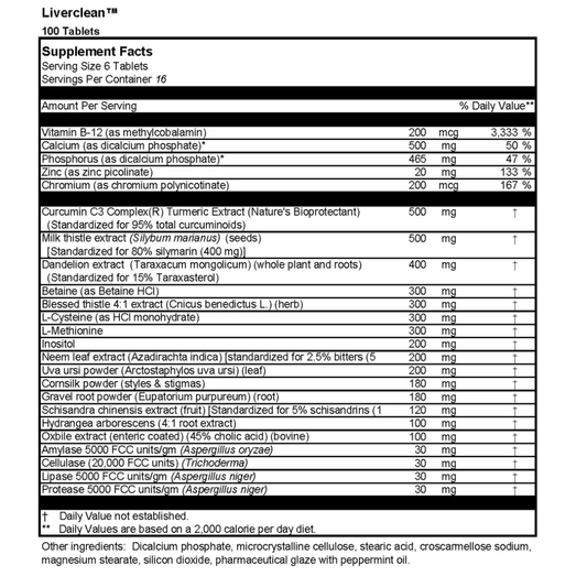 Dr. Venessa's Formulas, Liverclean, 100 Tablets