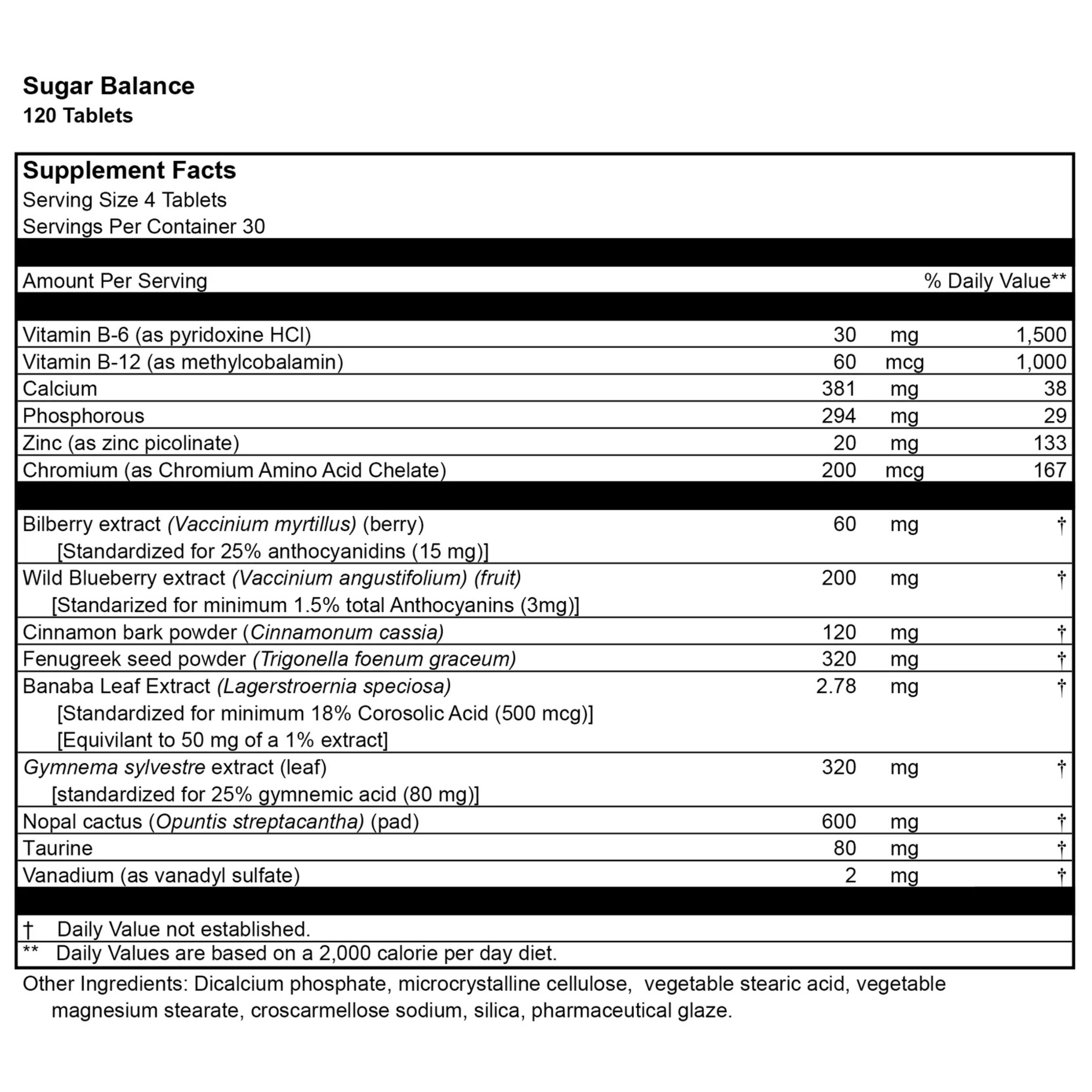 Dr. Venessa's Formulas, Sugar Balance, Support Healthy Blood Sugar Levels, 120 Tablets