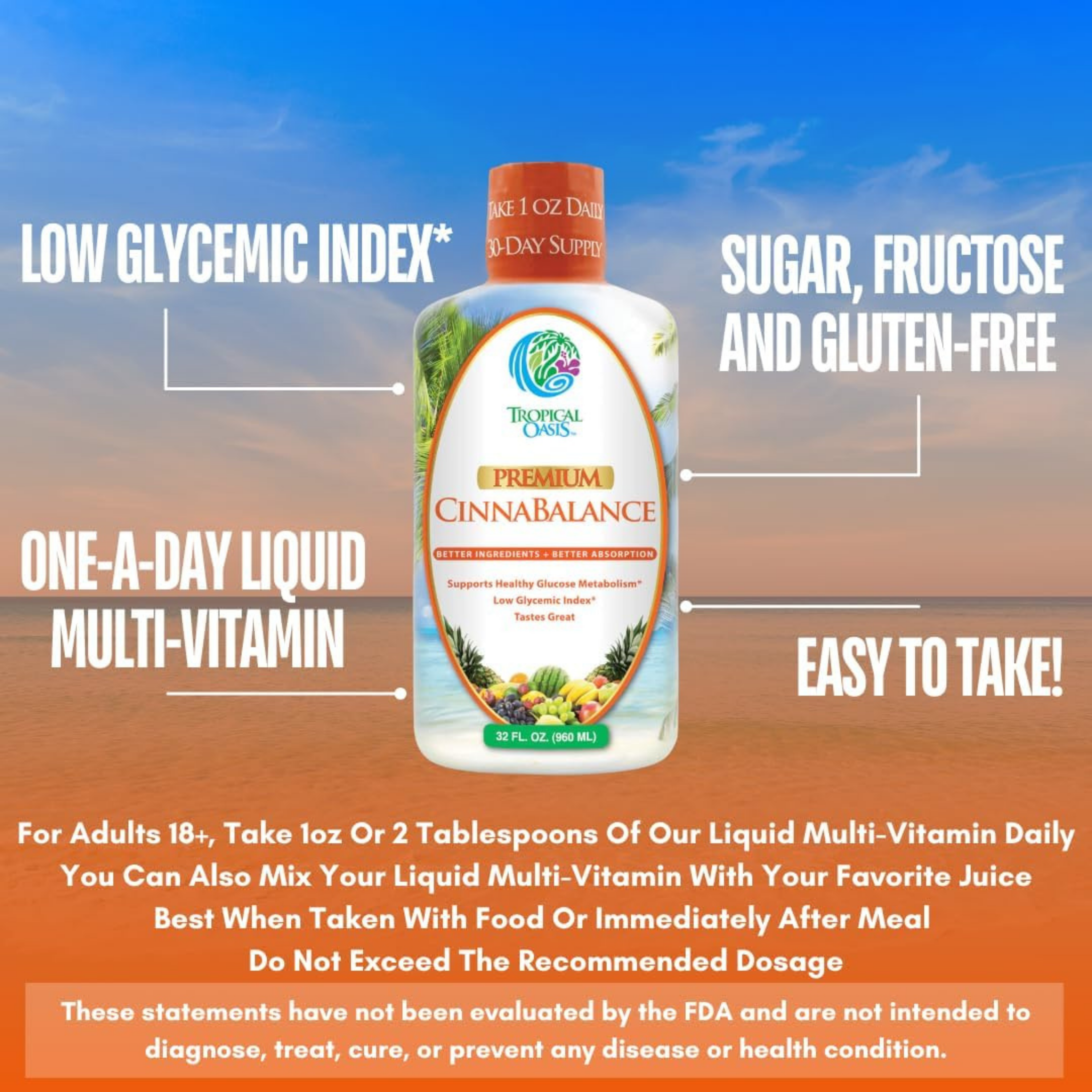 Tropical Oasis, Premium Cinnabalance, 32 fl oz