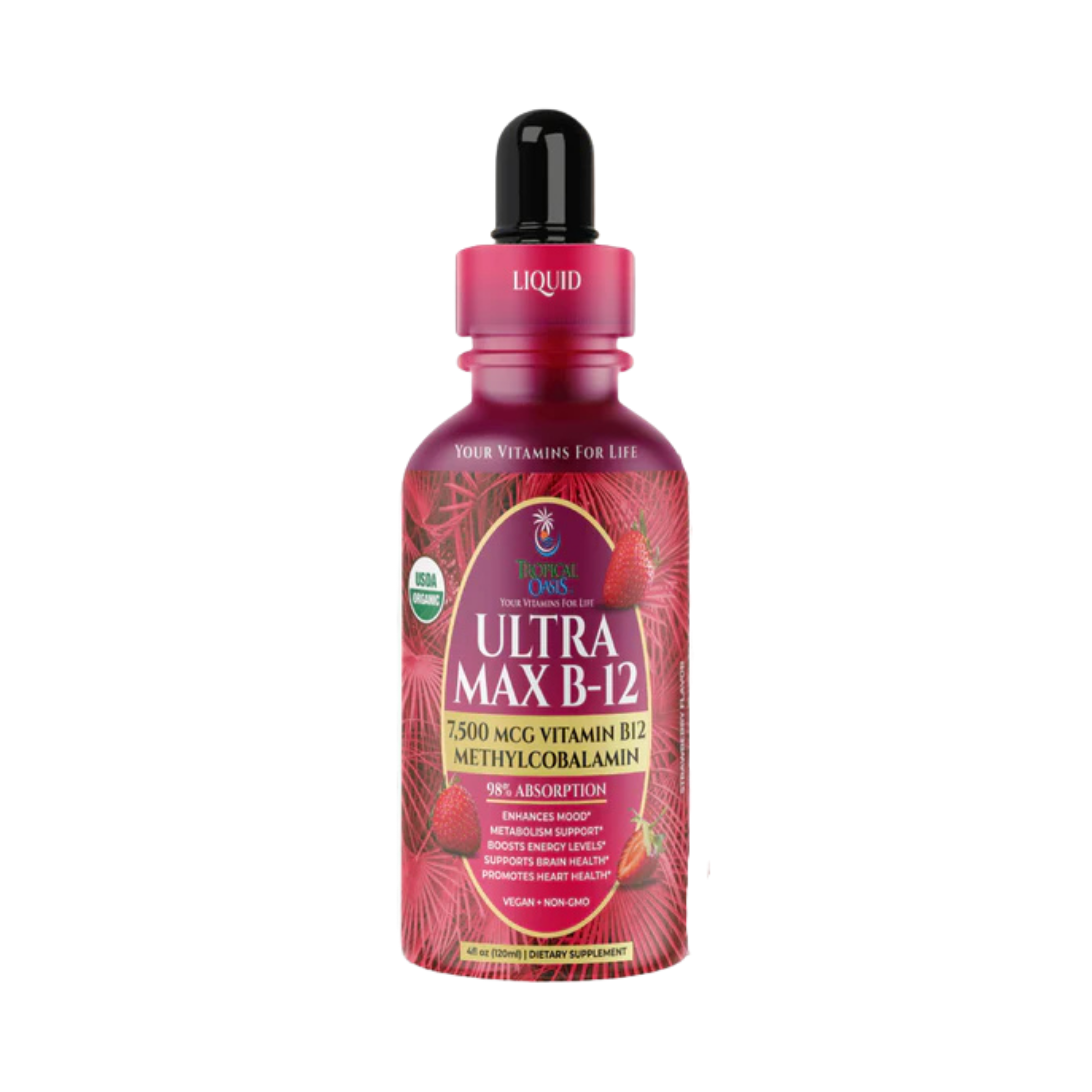 Tropical Oasis, Liquid Drops, Ultra Max B12, 7500 mcg, 4 fl oz, 120 ml