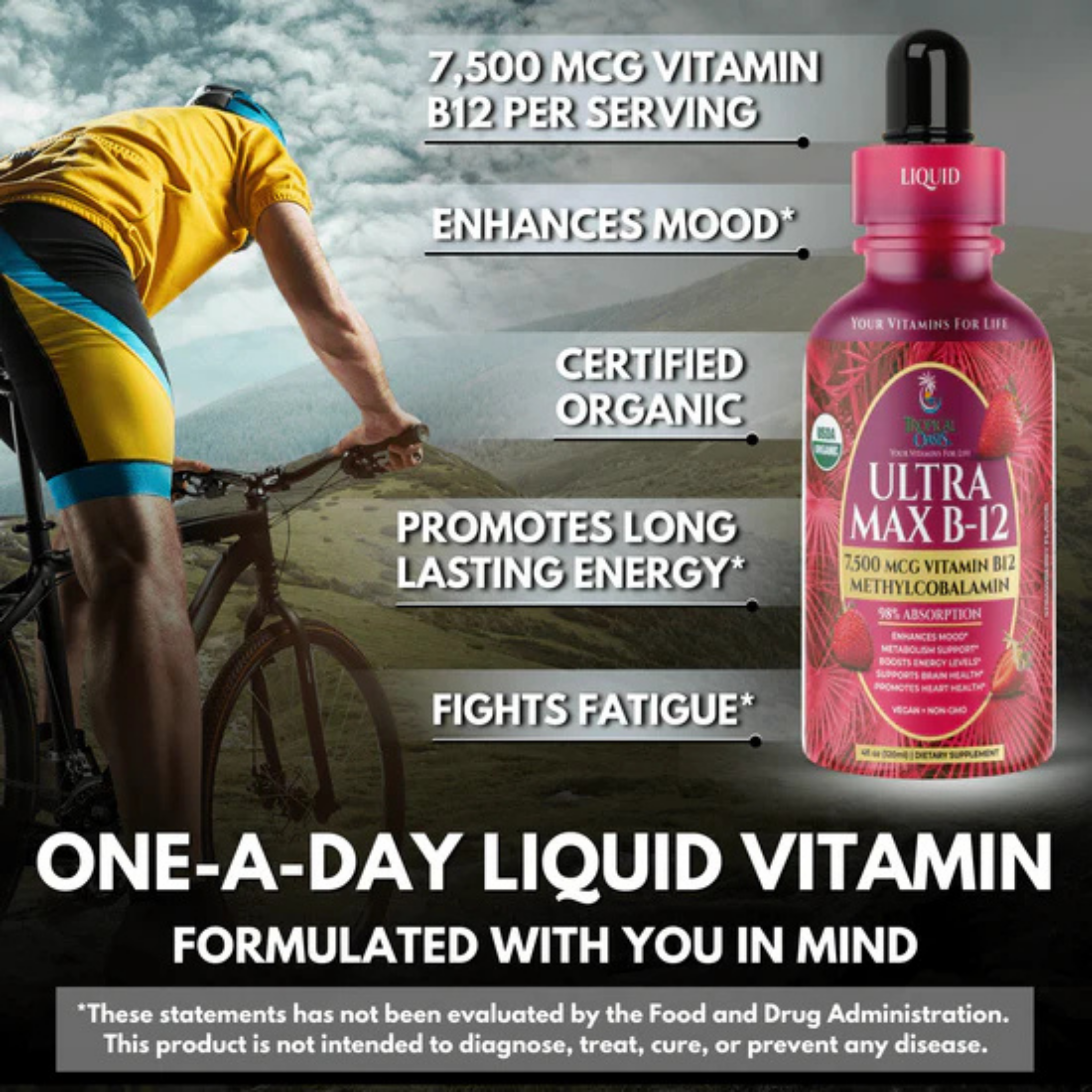 Tropical Oasis, Liquid Drops, Ultra Max B12, 7500 mcg, 4 fl oz, 120 ml