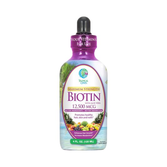 Tropical Oasis, Biotin, Maximum Strength, with Aloe Vera, 12, 500 mcg, 4 fl oz, 120 ml