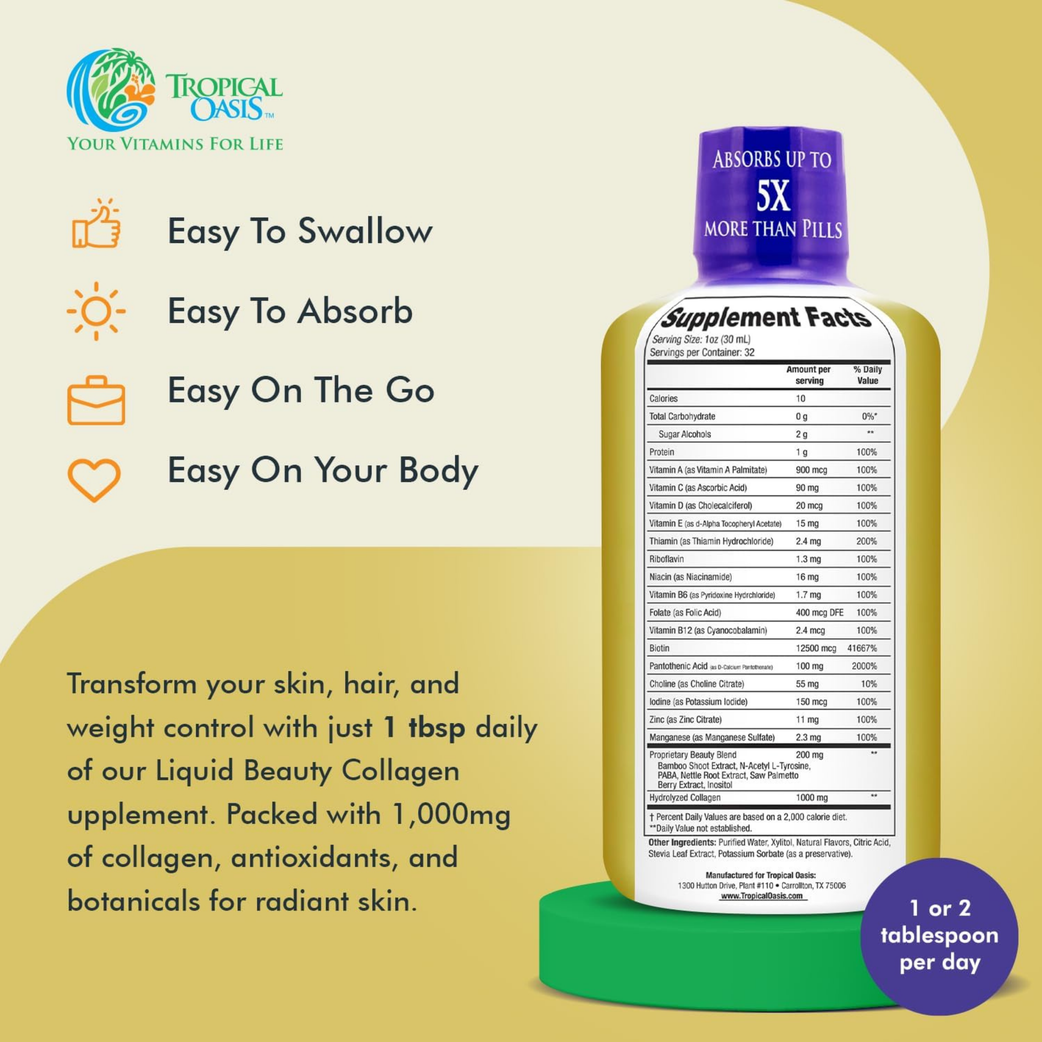 Tropical Oasis, Premium Liquid Beauty, 32 fl oz, 960 ml