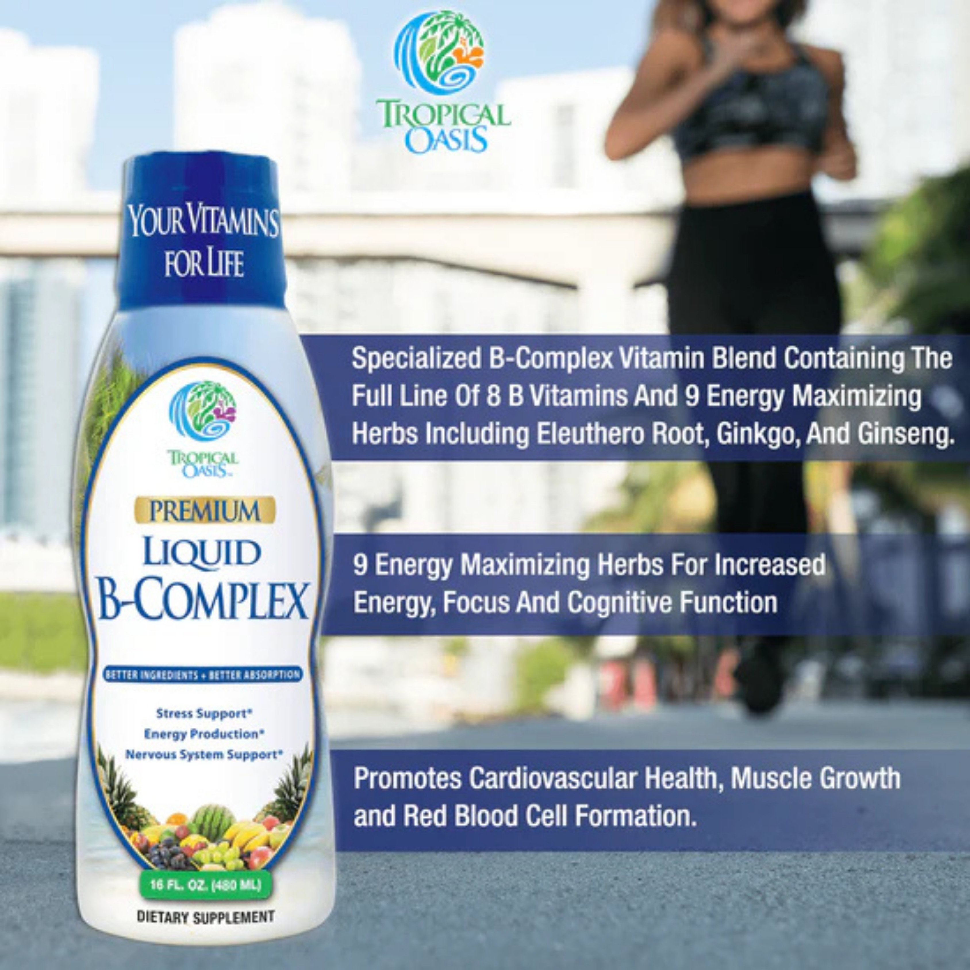 Tropical Oasis, Premium, Liquid B-Complex, 16 fl oz, 480 ml