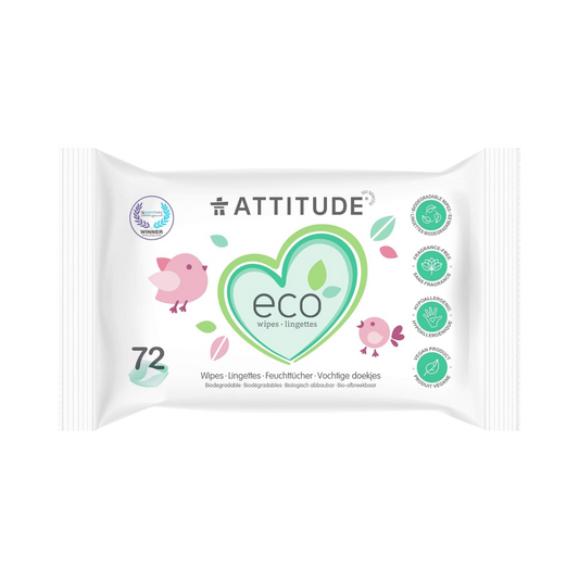 Attitude, Eco Baby Wipes, 72 Counts