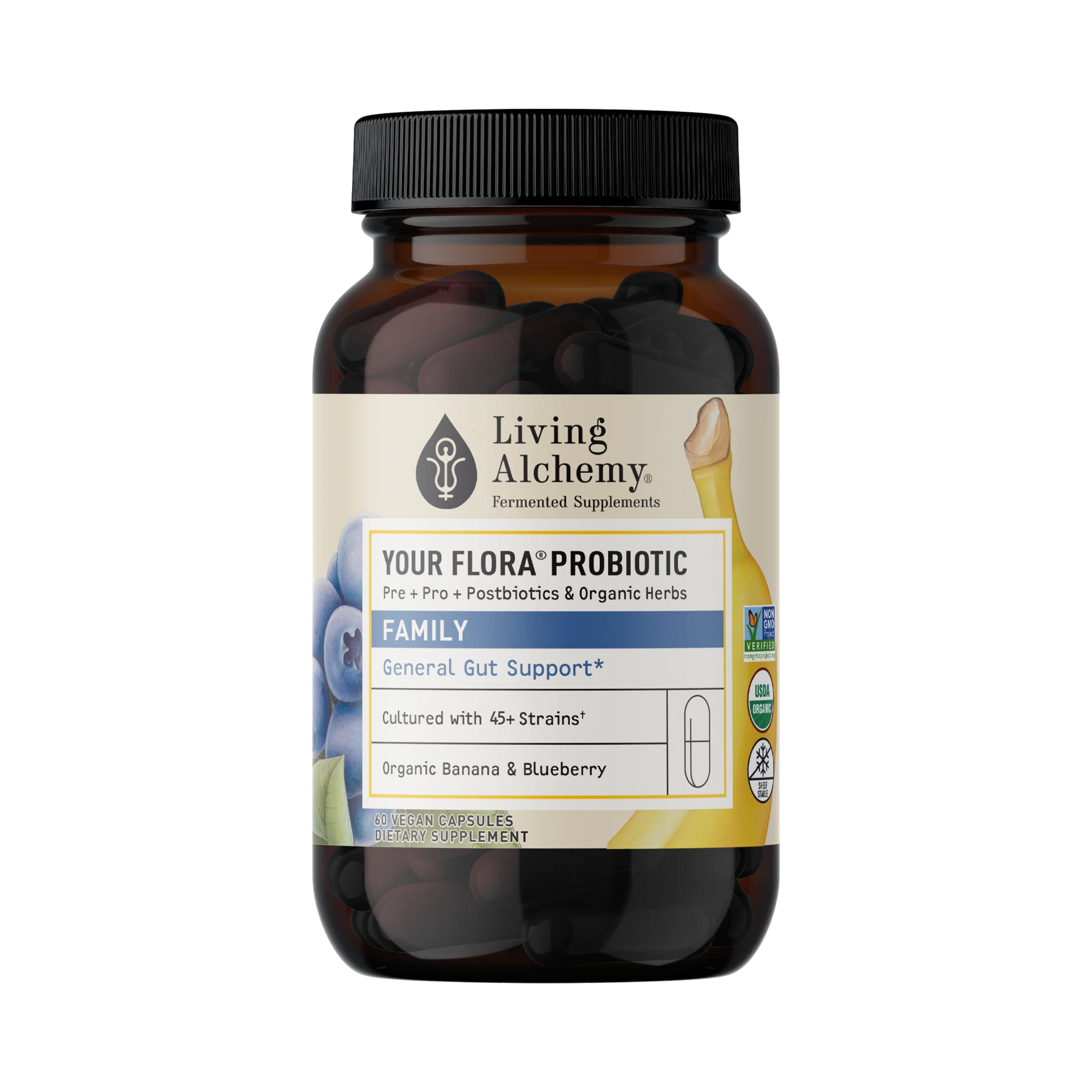 Living Alchemy, Your Flora Probiotics Family General Support, 60 Capsules