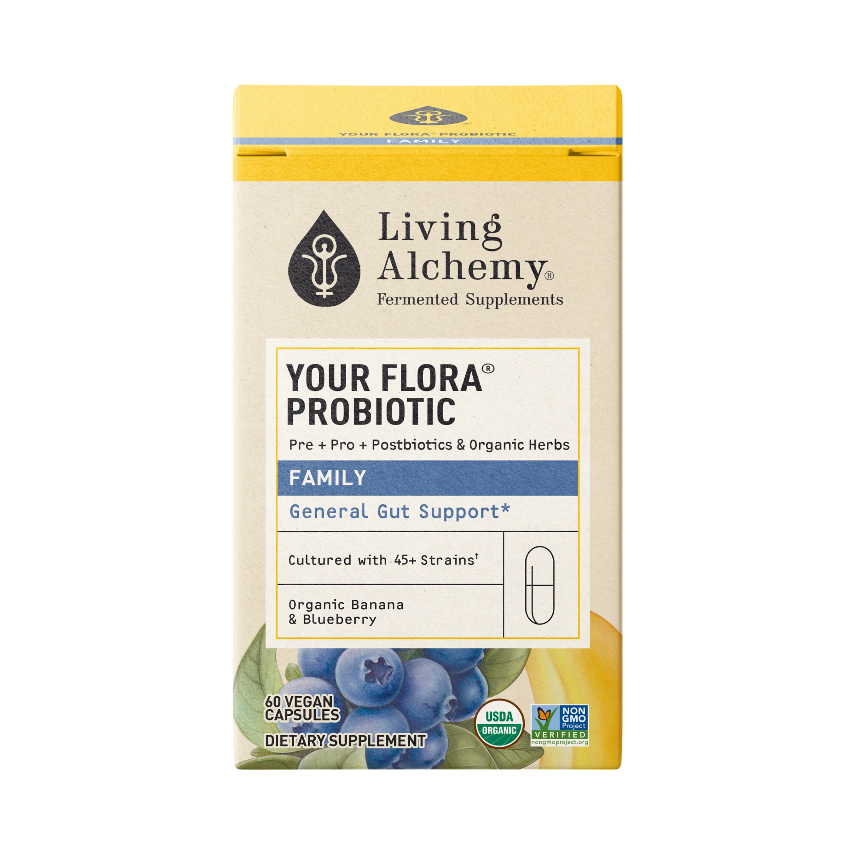 Living Alchemy, Your Flora Probiotics Family General Support, 60 Capsules
