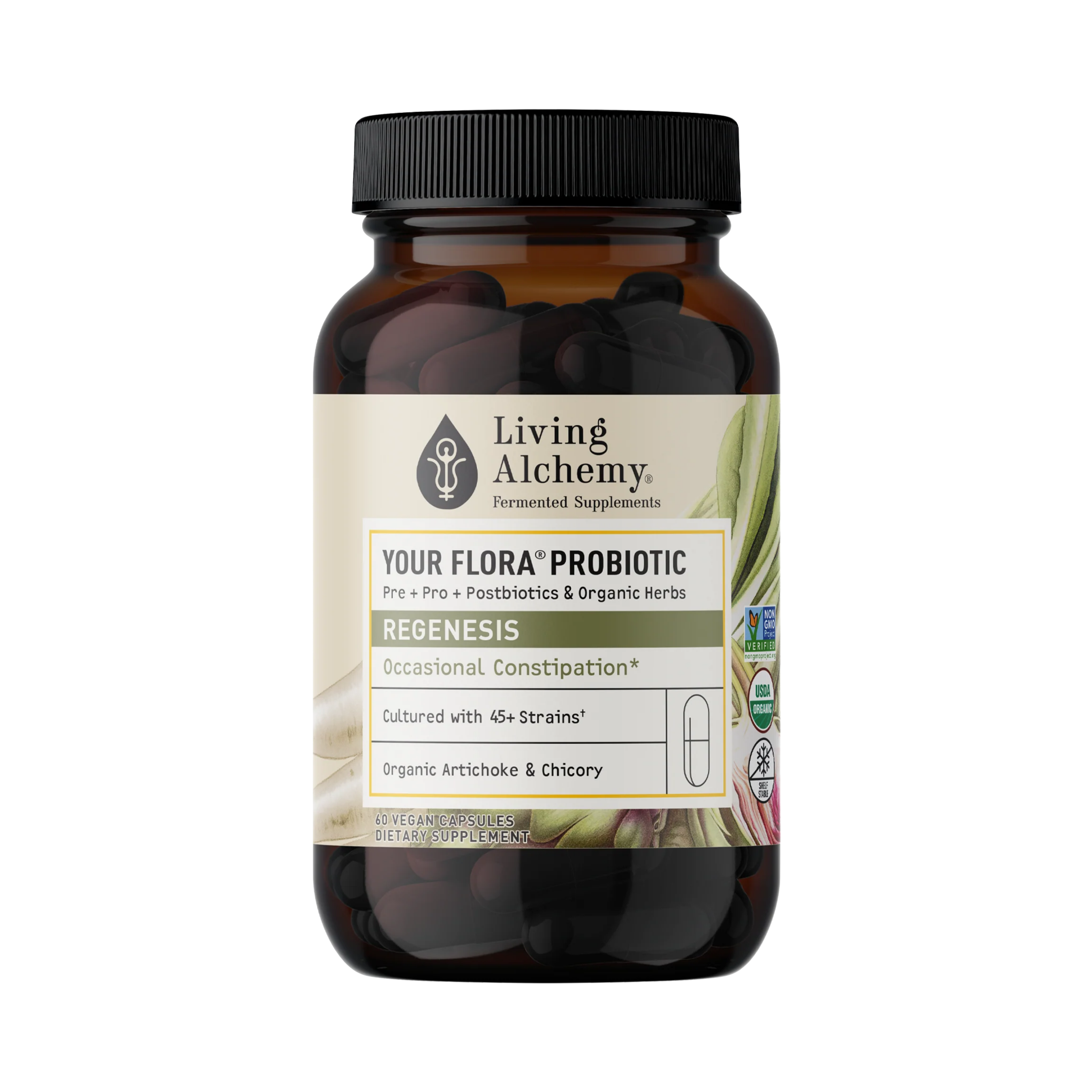 Living Alchemy, Your Flora Probiotics Regenisis Slow Transit & Post Antibiotics, 60 Capsules