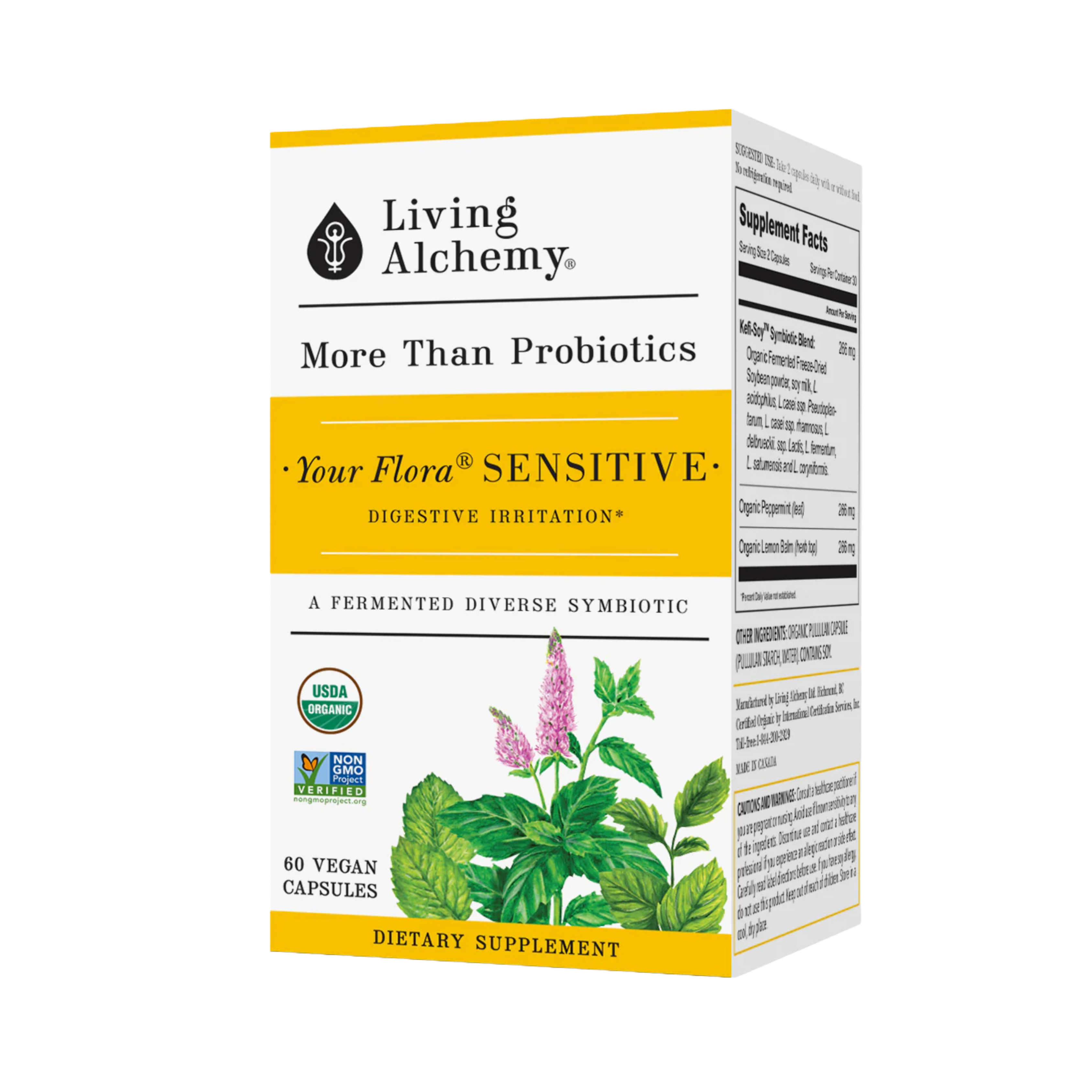 Living Alchemy, Your Flora Probiotics Sensitive Irritable Digestion, 60 Capsules