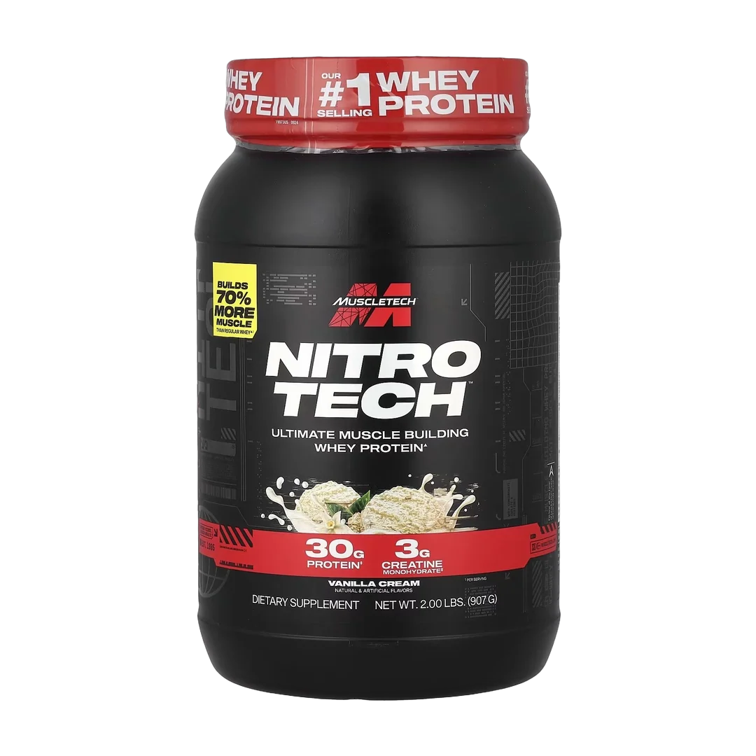 MuscleTech, Nitro-Tech™ Ultimate Muscle Building Whey Protein, Vanilla Cream, 2 lbs (907 g)