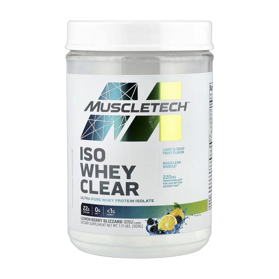MuscleTech, ISO Whey Clear, Ultra-Pure Whey Protein Isolate, Lemon Berry Blizzard, 1.11 lbs (503 g)
