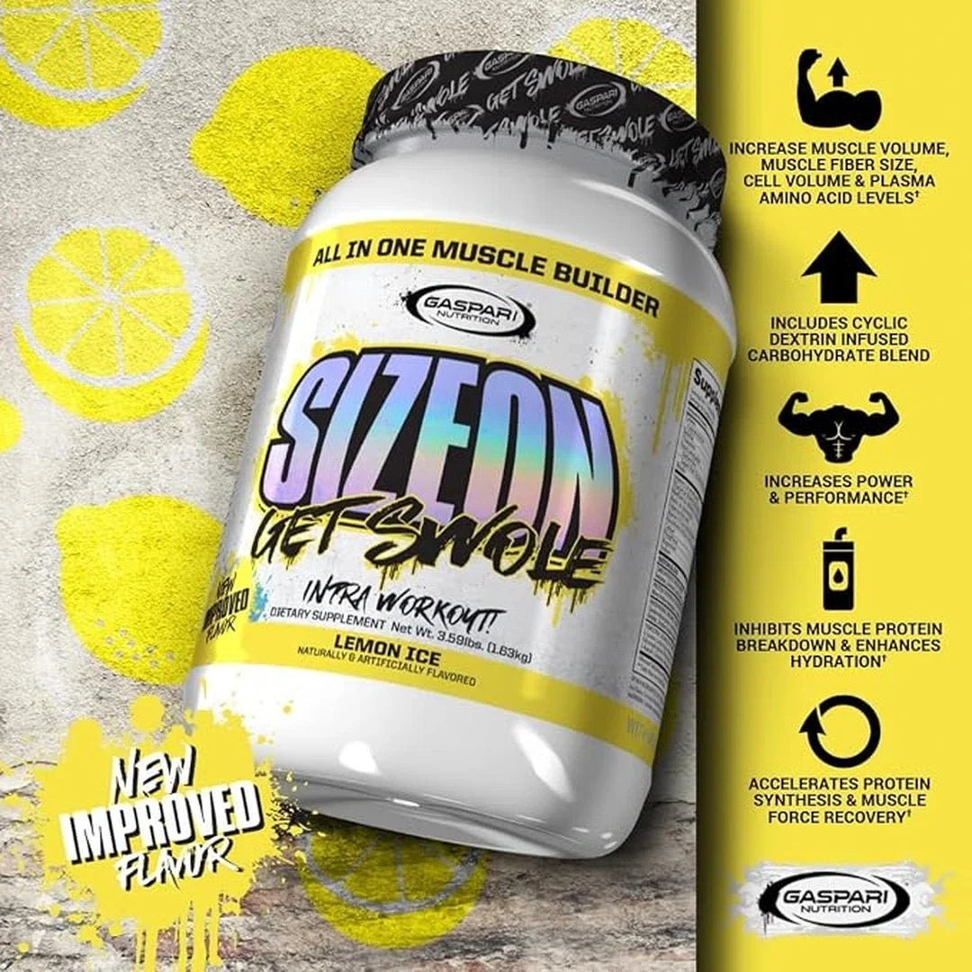 Gaspari Nutrition, SizeOn, All In One Muscle Builder, Lemon Ice, 3.59 lbs (1.63 kg)