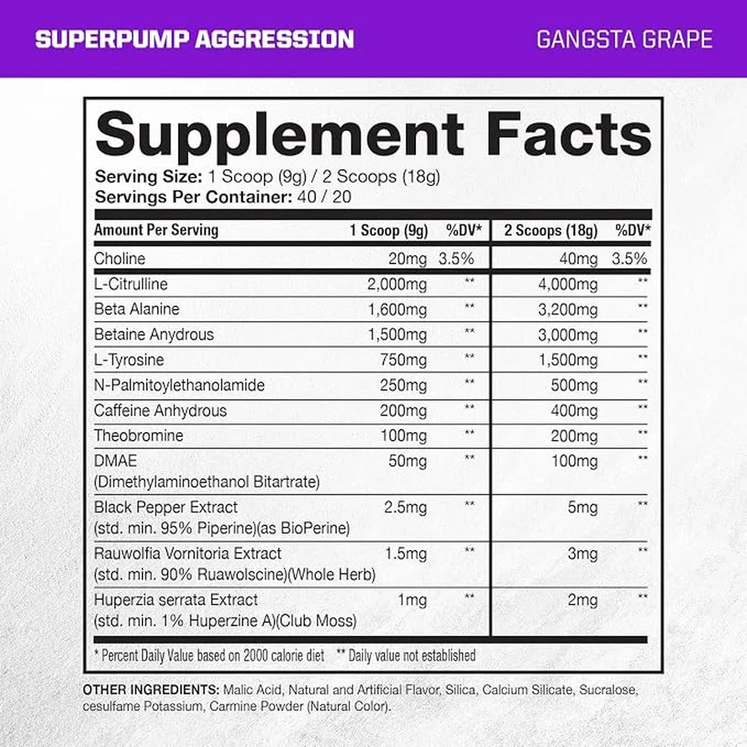 Gaspari Nutrition, Super Pump, Aggression, Gangsta Grape US, 450 Grams