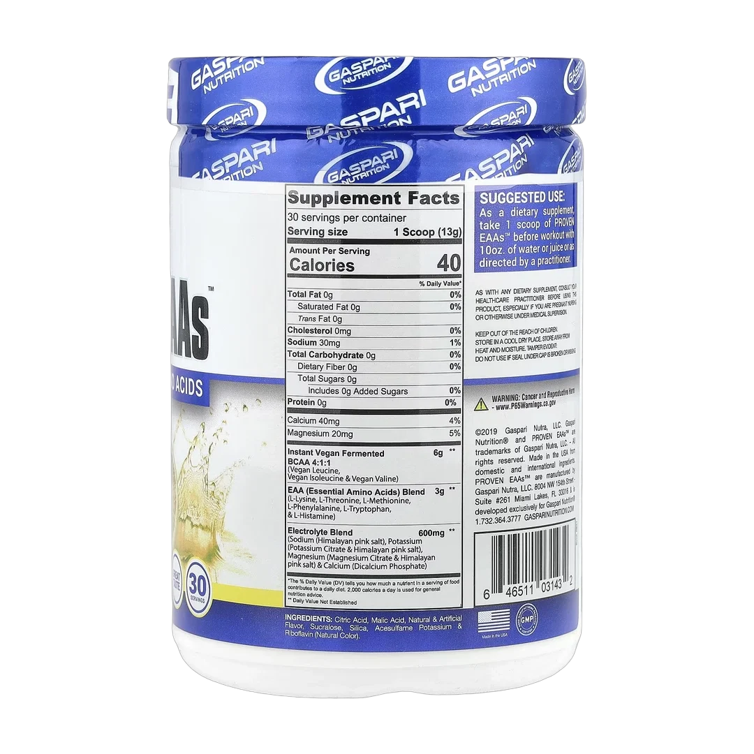 Gaspari Nutrition, Proven EAAs™, Lemon Ice, 13.75 oz (390 g)