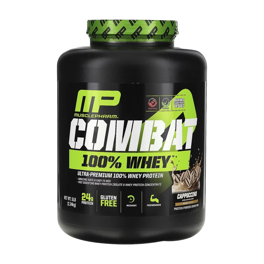 MusclePharm, Combat 100% Whey Protein Powder, Cappuccino, 5 lb (2.24 kg)