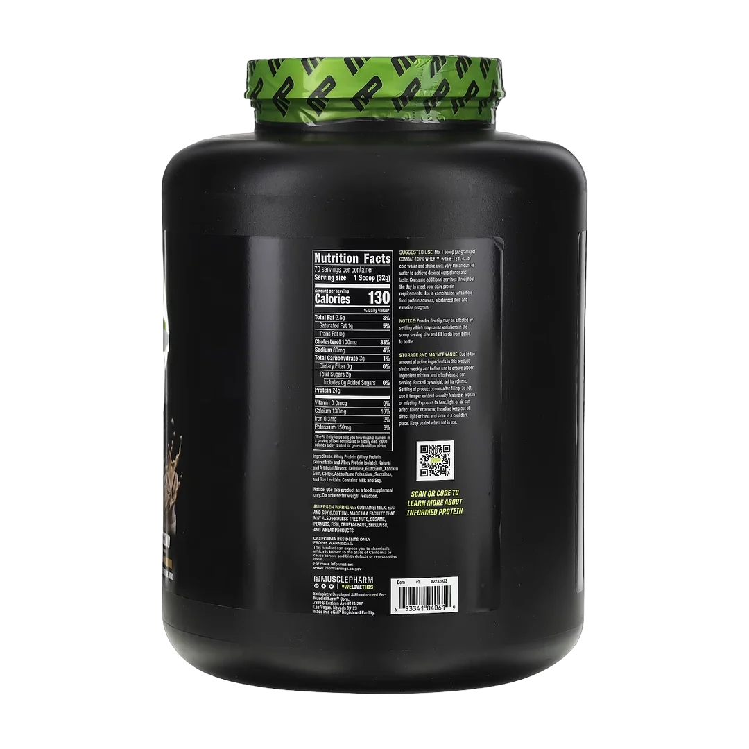 MusclePharm, Combat 100% Whey Protein Powder, Cappuccino, 5 lb (2.24 kg)