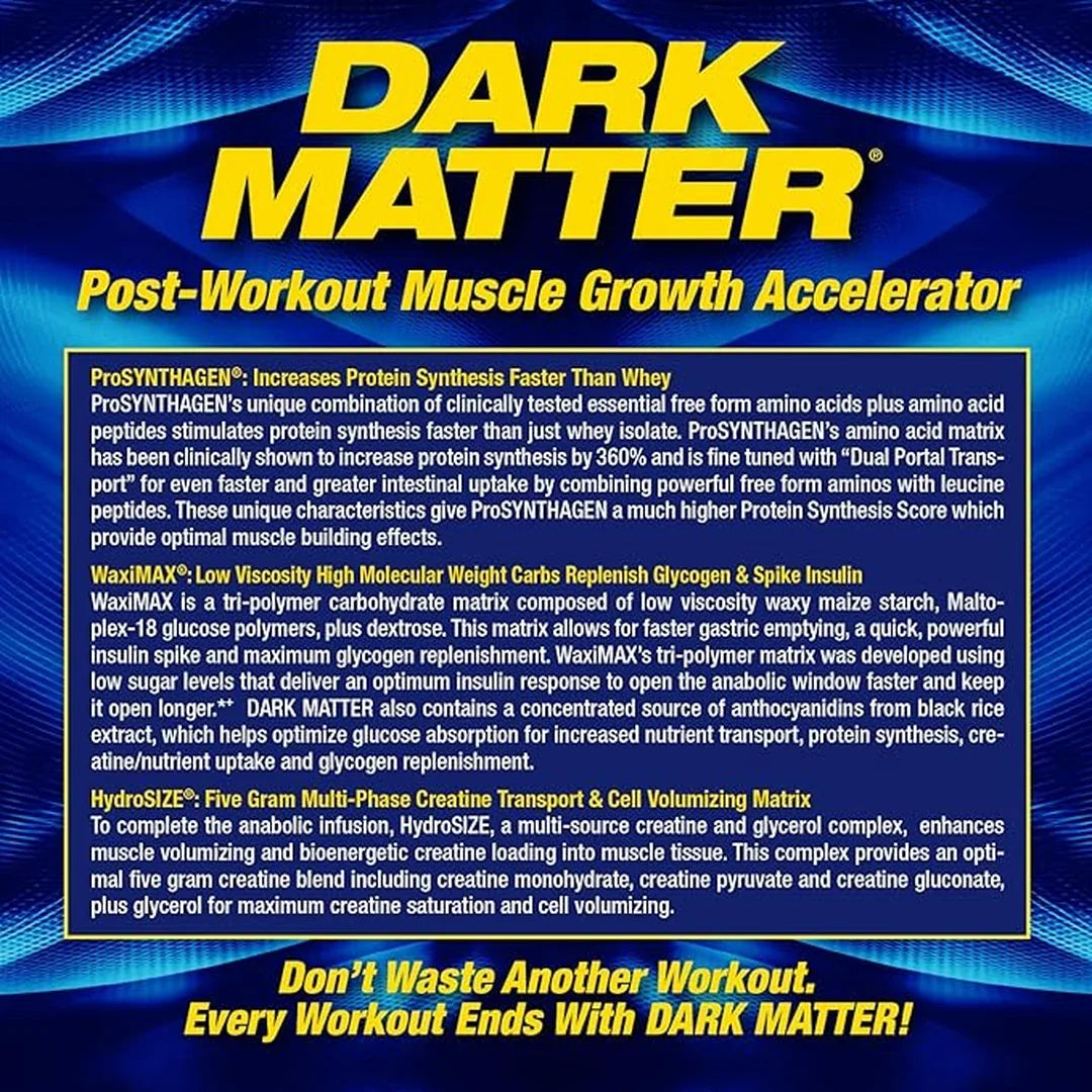 MHP, DARK MATTER®, Post-Workout Muscle Growth Accelerator, Blue Raspberry, 3.44 lbs (1,560 g)