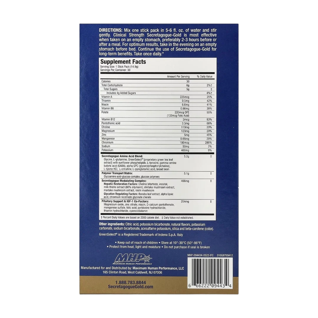 MHP, Secretagogue-Gold®, Orange, 30 Stick Packs, 0.53 oz