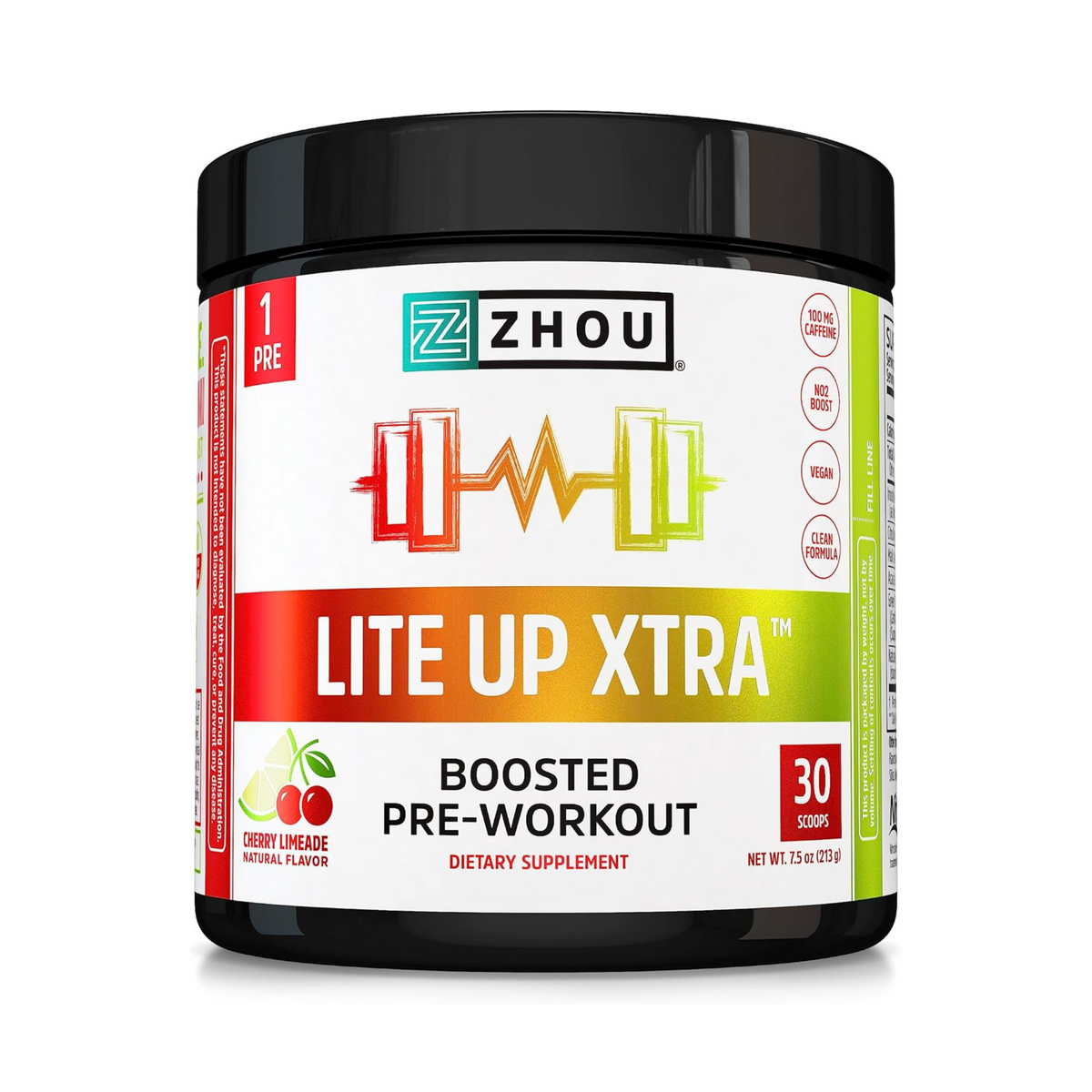 Zhou, Lite Up Xtra,  Boosted  Pre-Workout, 30 Scoops, 7.5 Oz Ounce