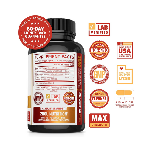 Zhou, Cider Detox, Apple Cider Vinegar, 60 Vegan Capsules