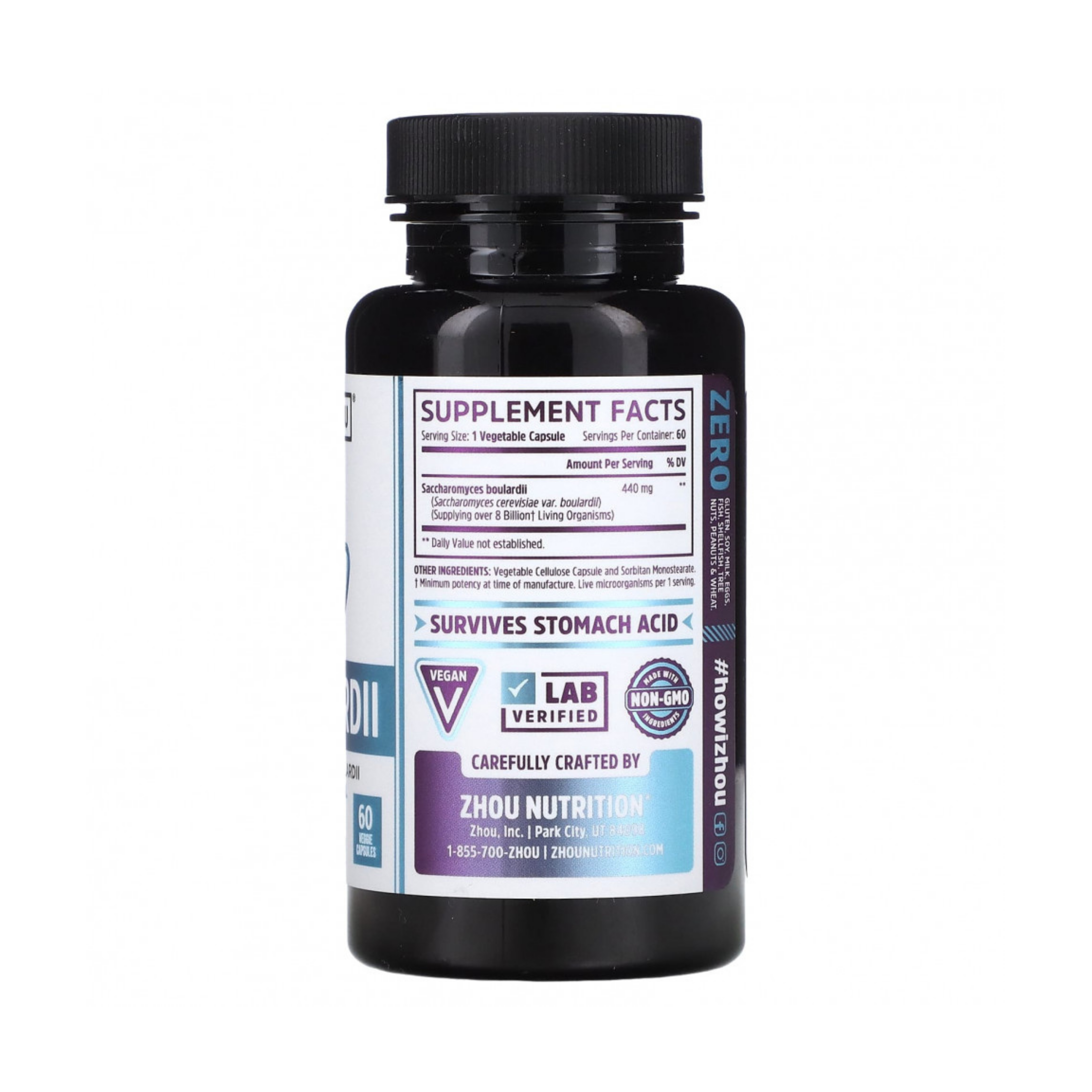 Zhou, S. Boulardii, Saccharomyces Boulardii, Gastrointestinal  Probiotic,  60 Veggie Capsules