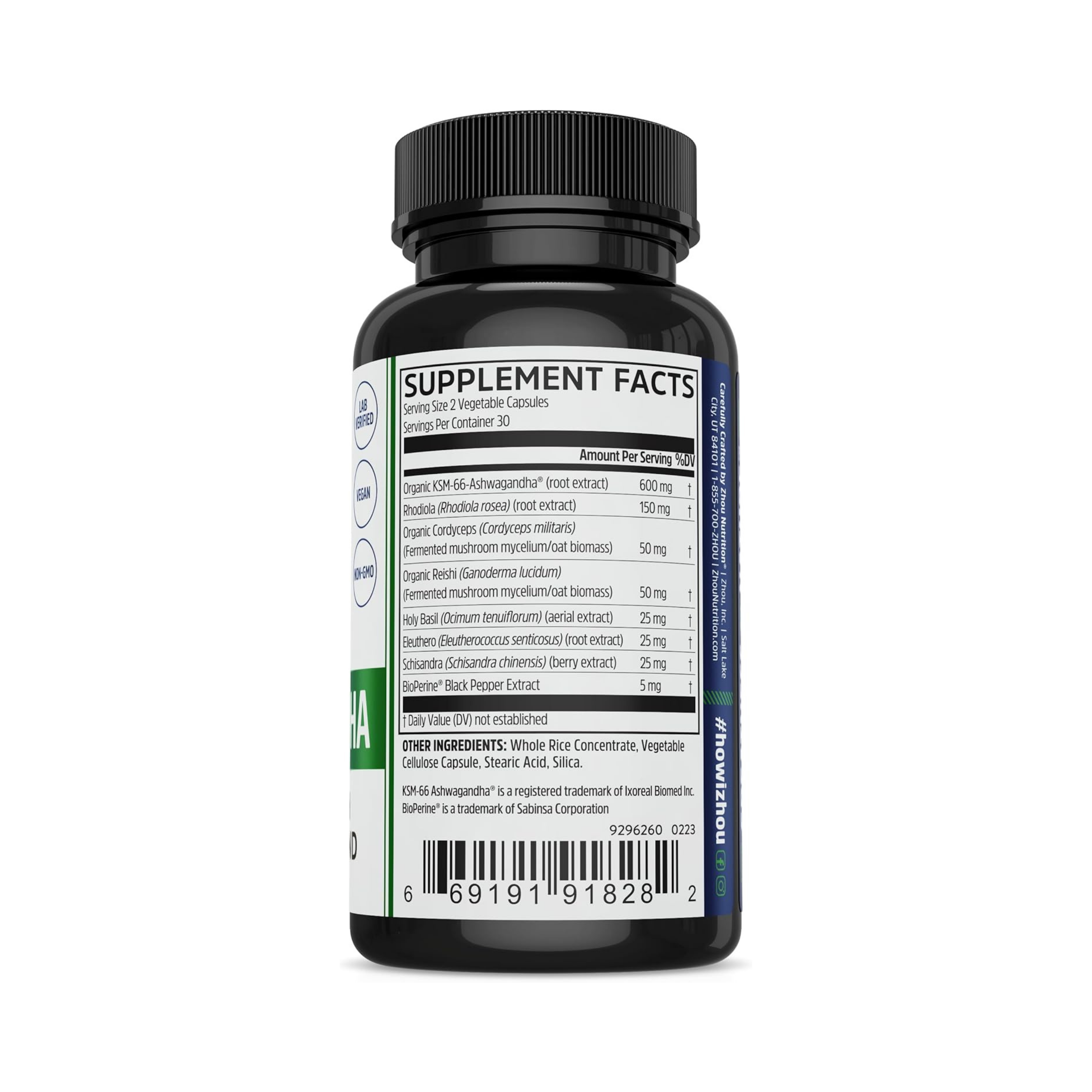 Zhou, Ashwagandha, Extract 1200 mg, 60 Vegan Capsules