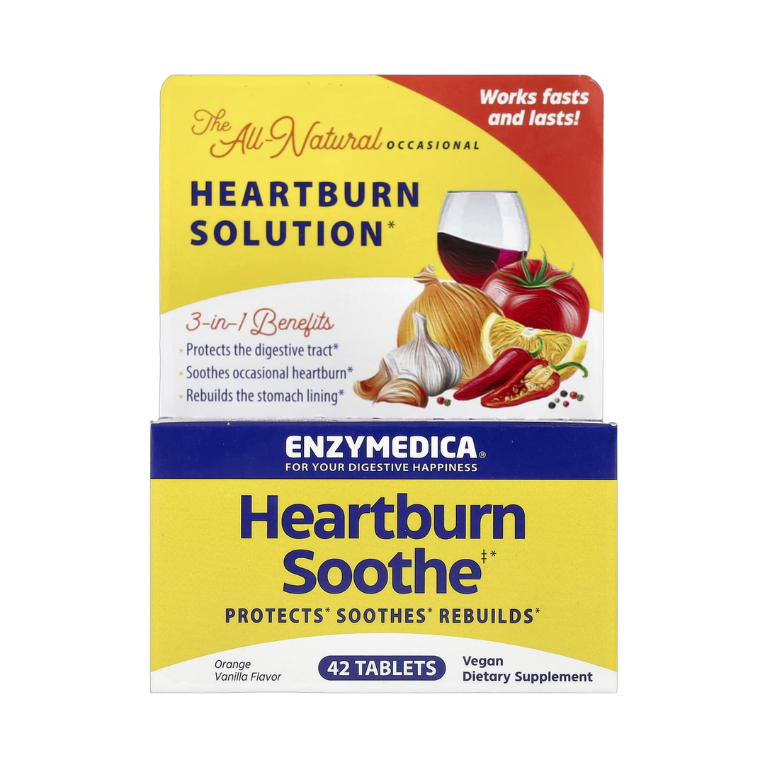 Enzymedica, Heartburn Soothe, Orange Vanilla, 42 Tablets