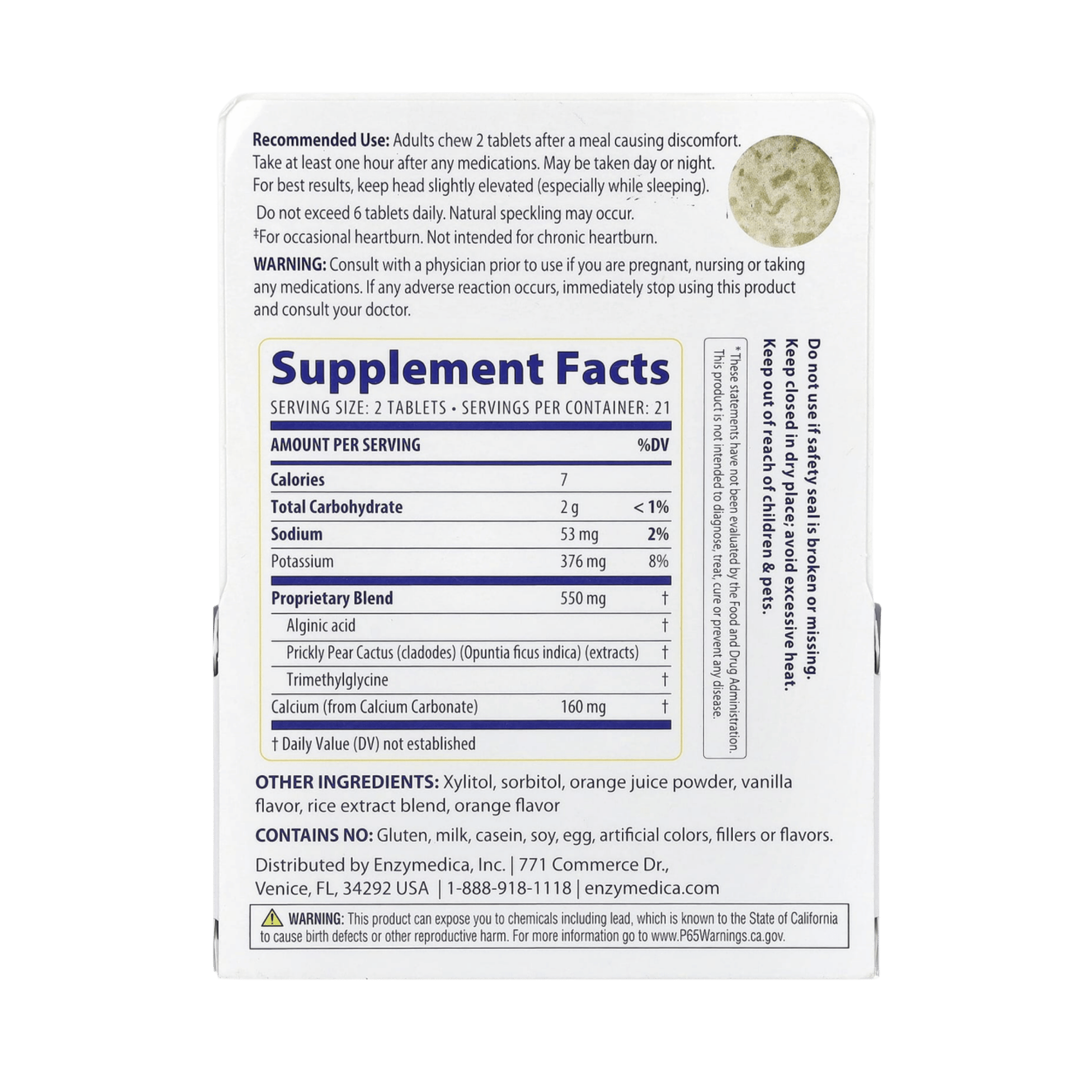Enzymedica, Heartburn Soothe, Orange Vanilla, 42 Tablets
