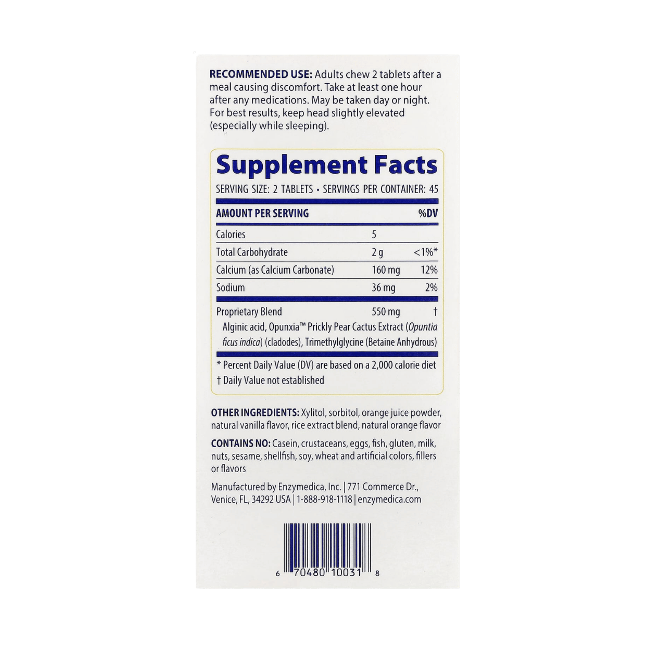 Enzymedica, Heartburn Soothe, Orange Vanilla, 90 Tablets