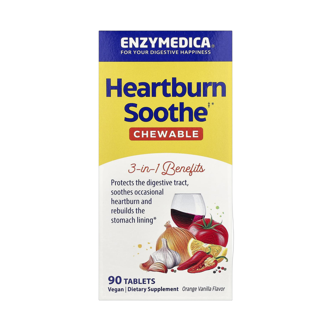 Enzymedica, Heartburn Soothe, Orange Vanilla, 90 Tablets