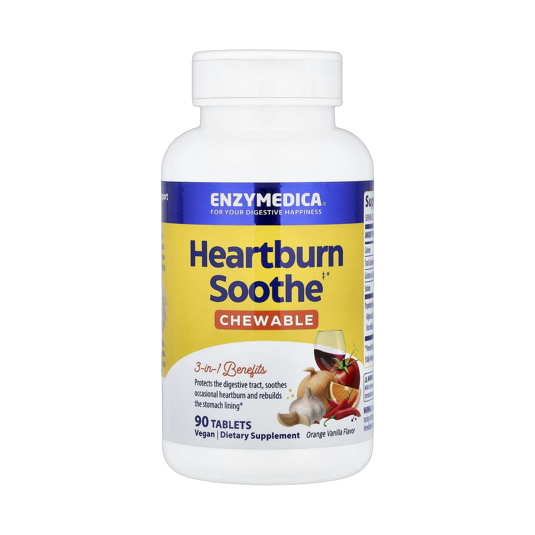 Enzymedica, Heartburn Soothe, Orange Vanilla, 90 Tablets
