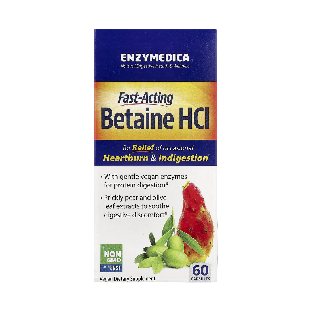 Enzymedica, Fast-Acting Betaine HCl, 60 Capsules