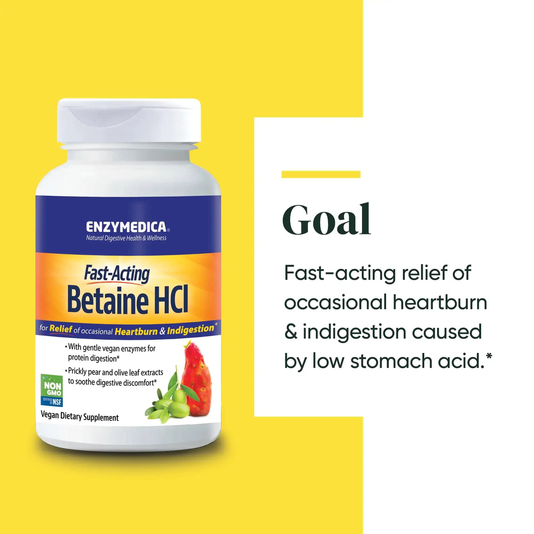 Enzymedica, Fast-Acting Betaine HCl, 60 Capsules