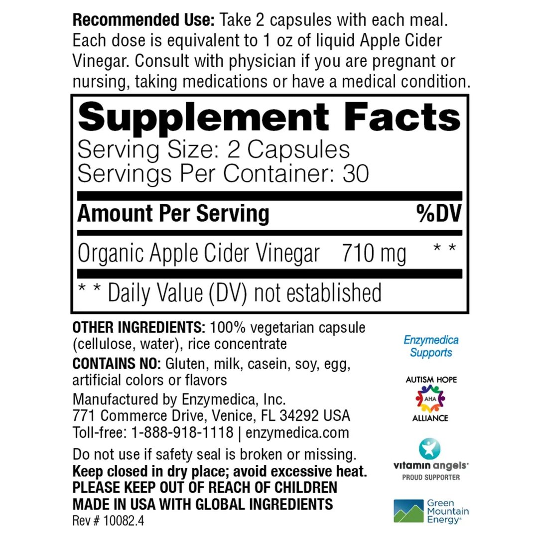 Enzymedica, Apple Cider Vinegar with the Mother, 60 Capsules