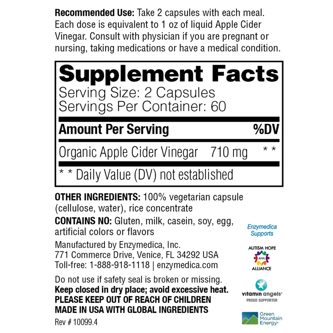 Enzymedica, Apple Cider Vinegar with the Mother, 120 Capsules
