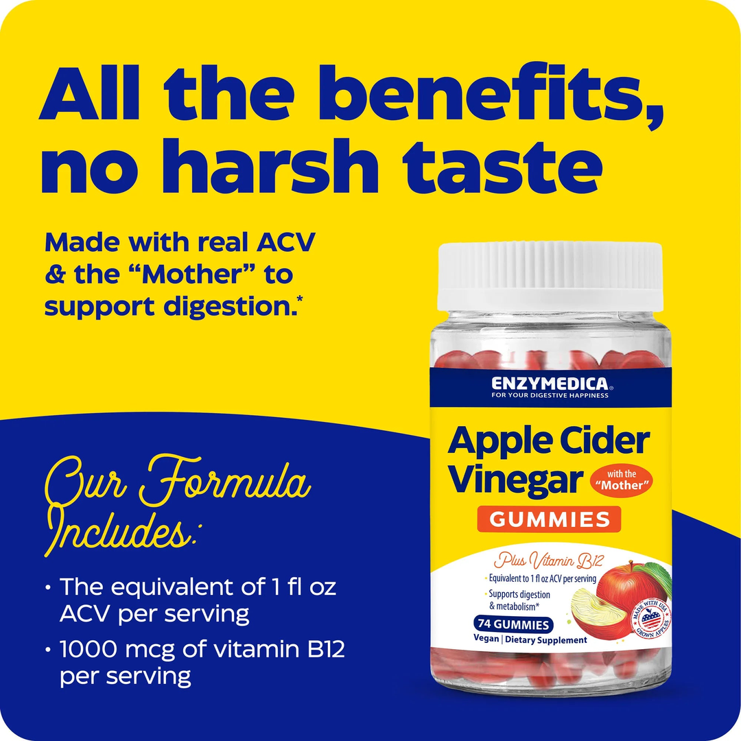 Enzymedica, Apple Cider Vinegar Gummies with the Mother, 74 Gummies