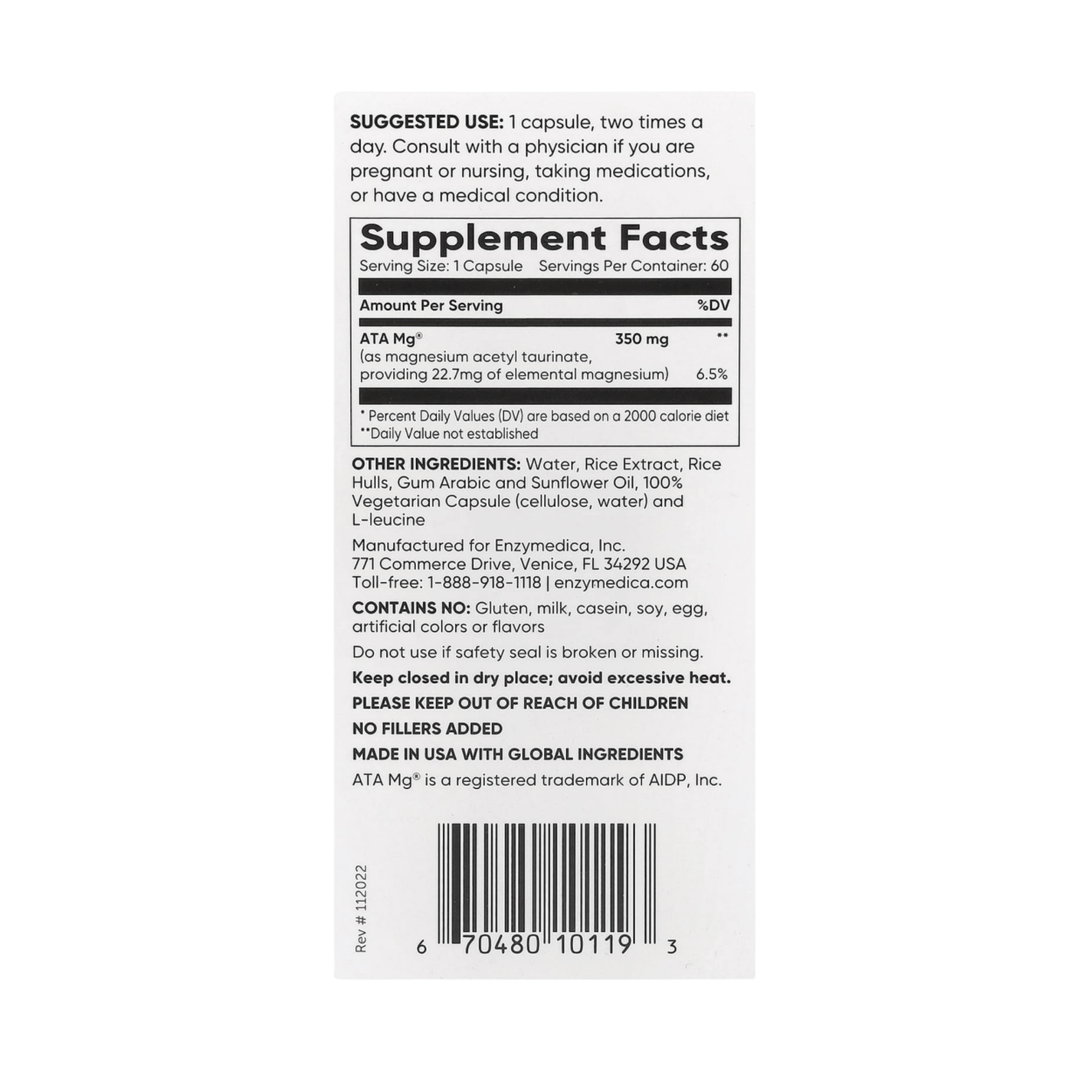 Enzymedica, Magnesium Mind, 60 Capsules