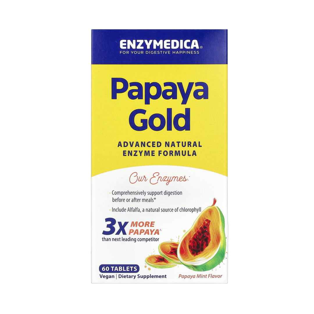 Enzymedica, Papaya Gold, Papaya Mint, 60 Tablets