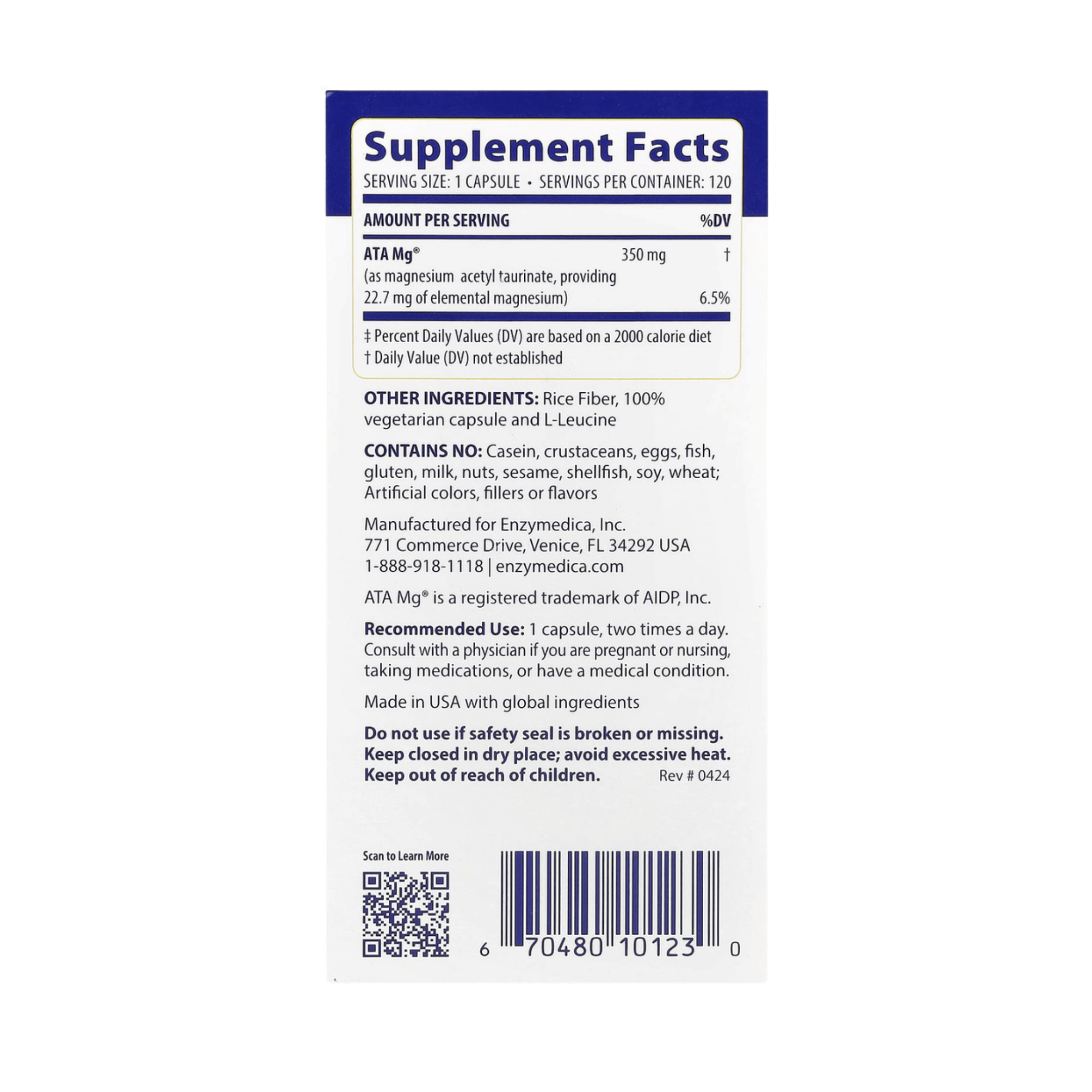 Enzymedica, Magnesium Mind, 120 Capsules
