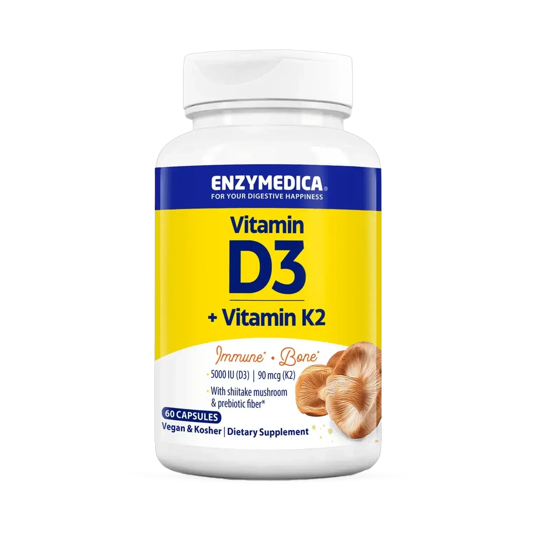Enzymedica, Vitamin D3 + Vitamin K2, 60 Capsules