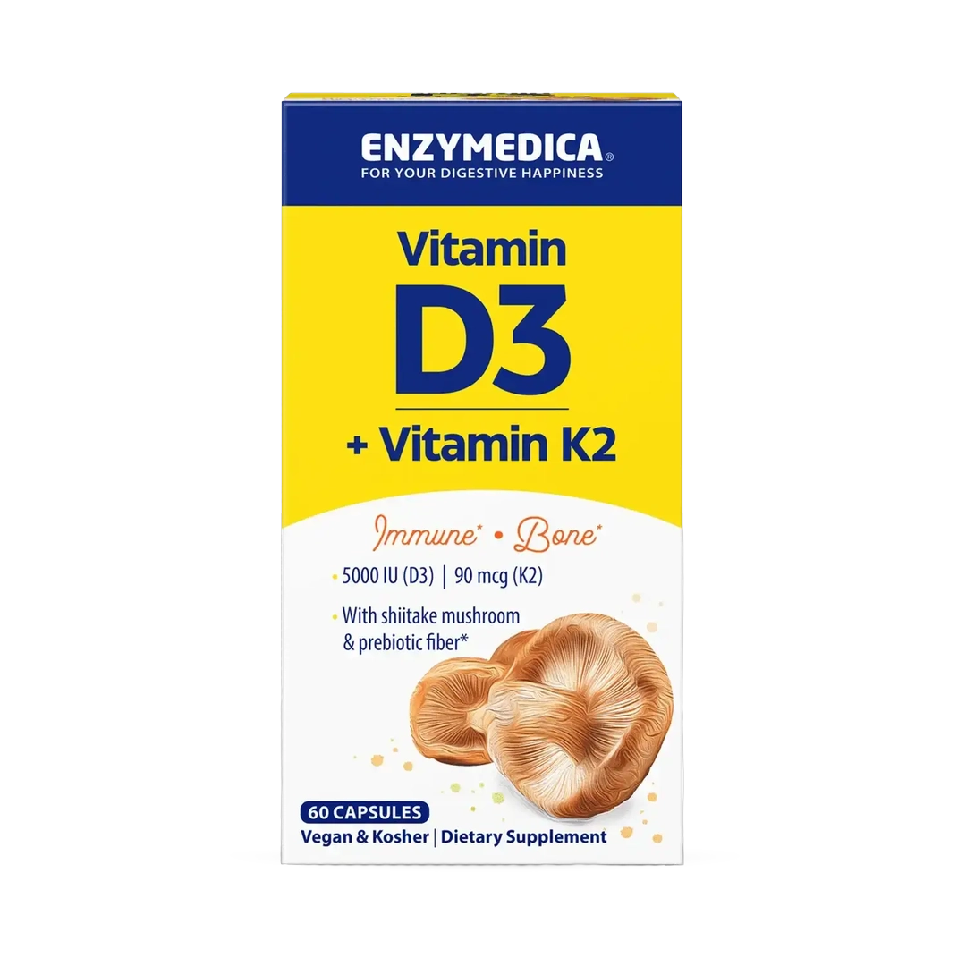 Enzymedica, Vitamin D3 + Vitamin K2, 60 Capsules